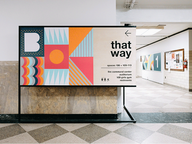 BOK Signage Case Study bok elevator geometric philadelphia signage wayfinding