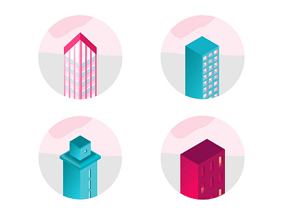 Buildings Set buildings illustration isometric pale set
