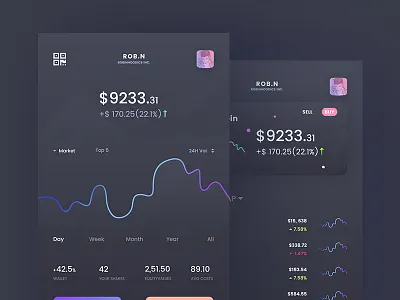 CryptoCurrency Wallet app bitcoin crypto cryptocurrency dark design minimal mobile payment token ui wallet