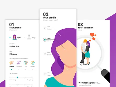 Dating app app couple date dating illustration love match single tinder ui ux