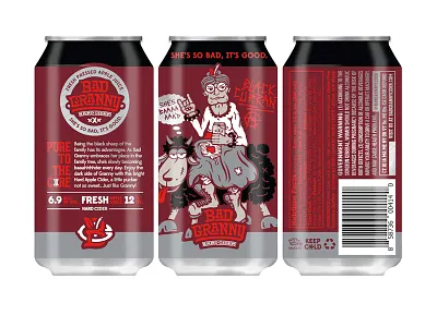 Bad Granny Black Currant Hard Cider bad granny black currant cans halftonedef hard cider illustration logo design rebrand washington state