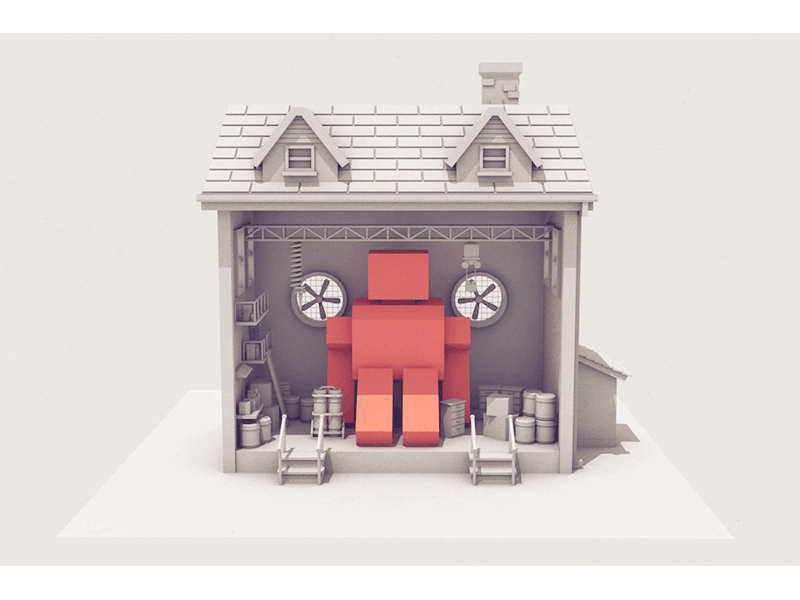 Mech Warehouse (Turntable GIF) 3d c4d cinema 4d gif house mech military model robot turntable warehouse