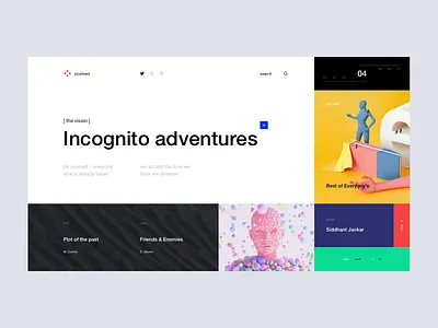 plusfeed app clean design flat interface layout minimal simple ui ux web website