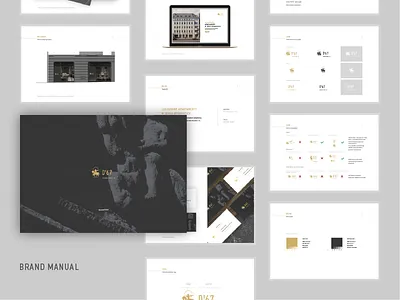 Brand Manual — Dworcowa 67 brand brandbook branding gold grays logo