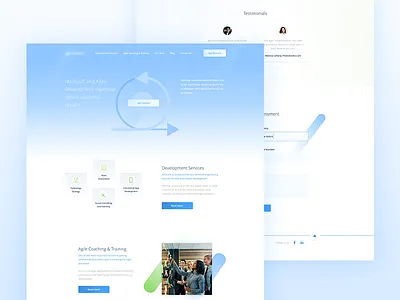 A. Company agency blue clean developer development gradient landing page project management