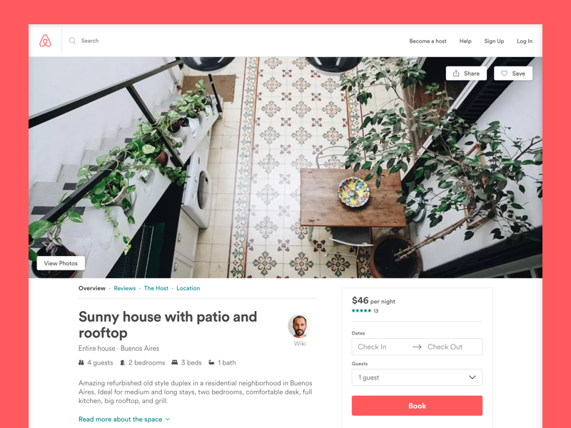 Example of Airbnb PDP