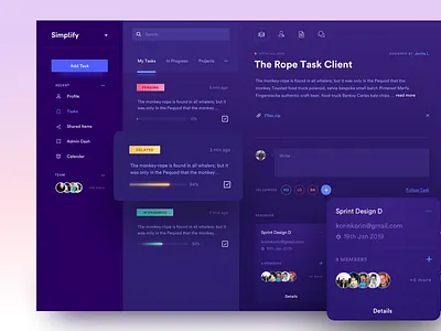 Task Manager - Dark app asana clean dark progress task task manager team ui ux web webapp