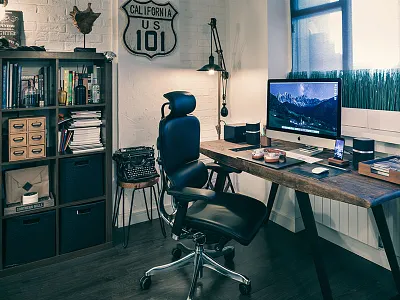 My Office v.3 computers desk freelancer hipster imac office space studio table unique workplace workspace