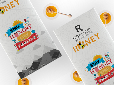 New Romaco Honey Dark Chocolate chocolate honey logo packging