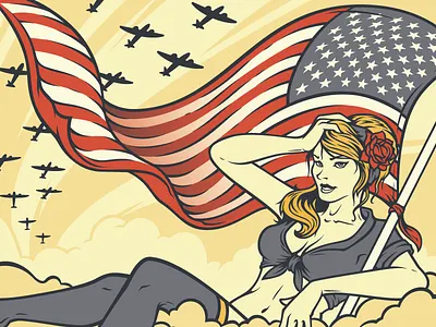 Yankee Rose beer blonde can flag label pin up three rings brewery ww2 yankee rose