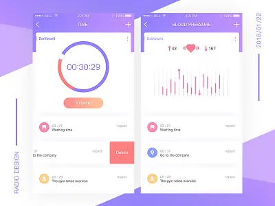 Shot #4129638 app color dashboard interactive interface invite iphone purple tapered typesetting ui