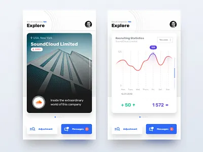 Find company for you chart explore flat hr minimal search slider ui ux white