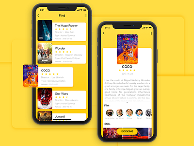 Movie APP card movie ui yellow