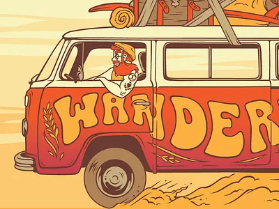 Wanderlust beard beer can dust hippie irish label three rings brewery travel van wanderlust