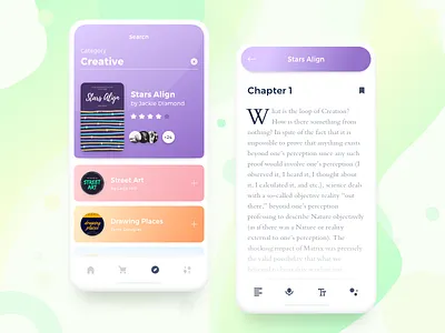Reading App app book clean light flat gradient interaction ios iphone minimal productivity shadow type typography ui ux