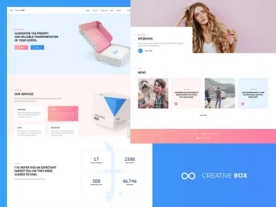 Creative Box box cargo landing mobile parallax pink promo responsive ui ux web