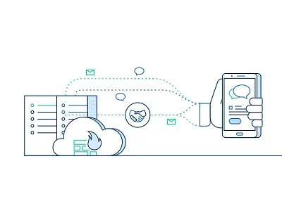 Streamline Communication android chat cloud communication dashboard firewall mobile server streamline technology vector web