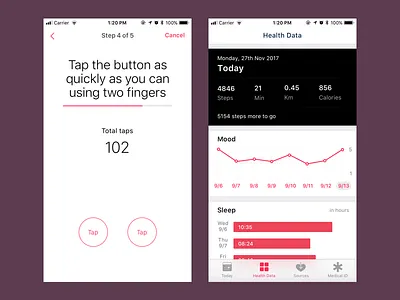 Health Data fitness ios iphone medical sleep steps