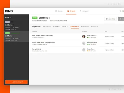 Projects v2 (WIP) cards header list product project rating service stats status table ui ux