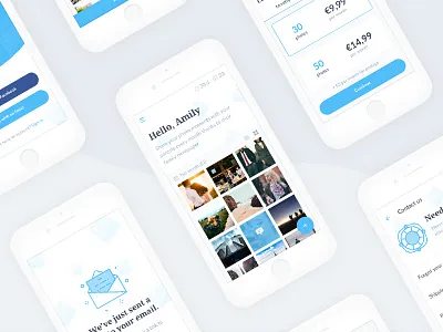 Family photo album app album app confirmation dashboard grid icons photo pricing