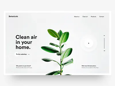 Botanical design home landing plants ui video webdesign