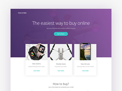 Ecommerce Landing cards clean e commerce ecommerce landing landing page shop shopping tech tech store web site webdesign