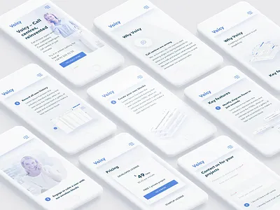 Voicy Mobile call centres clean home interface minimal mobile page product design responsive ui ux