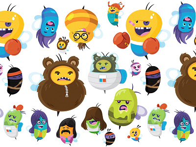 All the bees avatar bees cartoon characters mascot