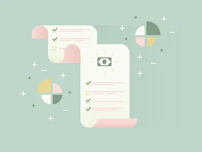 Top 15 Tax Deductions for Landlords artwork blog cozy editorial form illustration marketing money payment scroll taxes