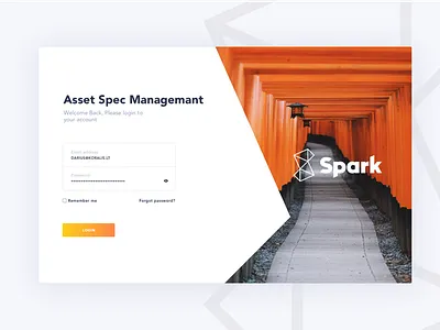 Spark login page UI app charts dash dashboard design experience interface login ui user ux web