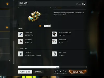 Warframe Foundry Redesign Concept 02 fui games gaming ui ux warframe