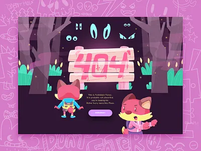 Forbidden Forest 2d 404 character error forest fox ghost illustration night