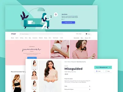 Shoppr - Revamp (WIP) ecommerce homepage illustration modern pepper salt salt and pepper shoppr teal web whitespace wip