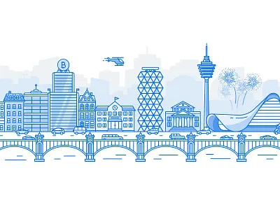 Cityscape bitcoin bitsburg city cityscape crypro cryptocurrency illustration line stroke town