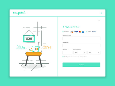 Daily UI Challenge #002: Credit Card Checkout card checkout credit dailyui dailyuichallenge deli delicious design juice orange sandwich