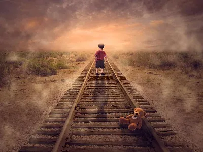 Boy in a dream dream element manipulation photoshop rework surreal