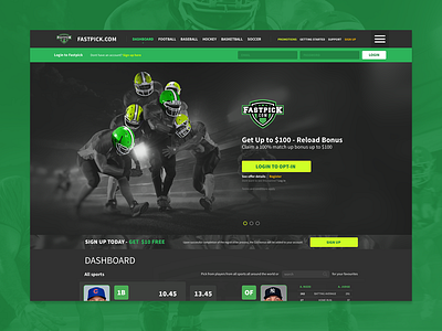 Fastpick betting dark fantasy landing page sports ui website