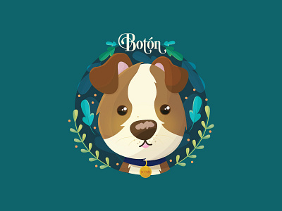 Botón (button) cute dog illustration kawaii portrait puppy rescued dog vector