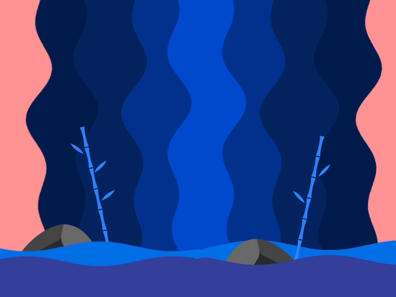 Waterfall 2danimation bamboo design flow foam gif loop motion nature stone water waterfall