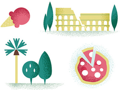 A map of Rome food icons illustrated icons landmarks map rome