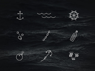 Pirate Icons | Set 1 | Black Flag Creative blackflagcreative icons illustration illustrator line icons logo nautical photoshop pirate sea sketch ui ux water white