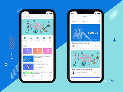 Education app blue card concise education style