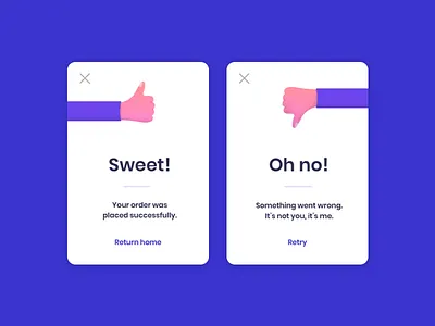 Daily UI #11: Flash Message card dailui daily ui flash message illustration modal order thumbs down thumbs up
