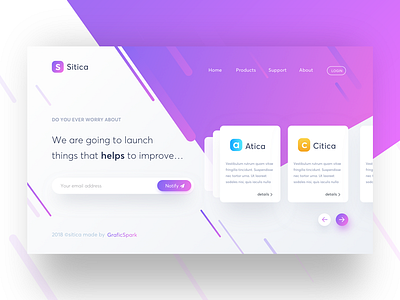 Freebie - Sitica Landing Page Concept #2 app flat freebies landing page minimal web webdesign