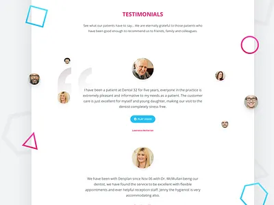 Testimonial Page Design for a Dental Website brochure colourful dental dentist ui ux visual design web design