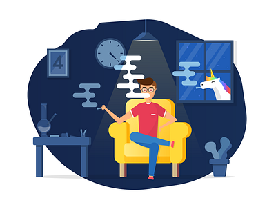 Chilling night cannabis chilling illustration night room smoke unicorn vietnam weed