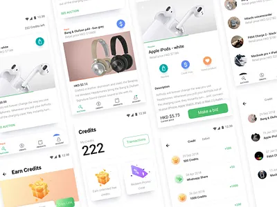 Auction with credits auction bidding clean credits products white