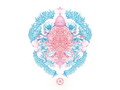 State of mind {final} cloud collage cyan flower leaf map pink red symetry