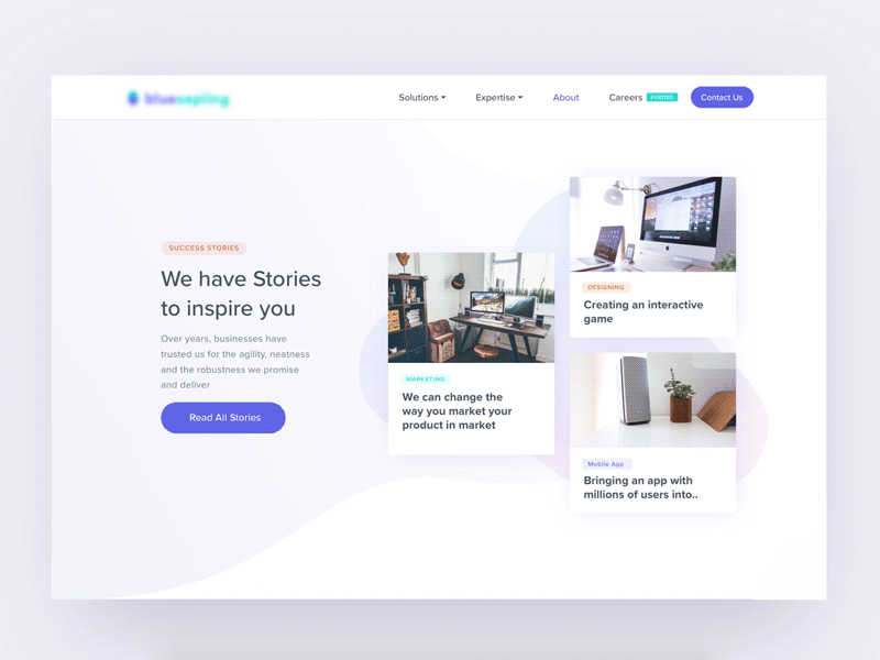 Success Stories and Testimonial UI Interaction animation clean dashboard debut design gif icons illustration landing slider ux website
