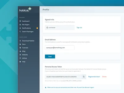 Habitat Profile app design layout product design profile ui ui design user interface ux web website
